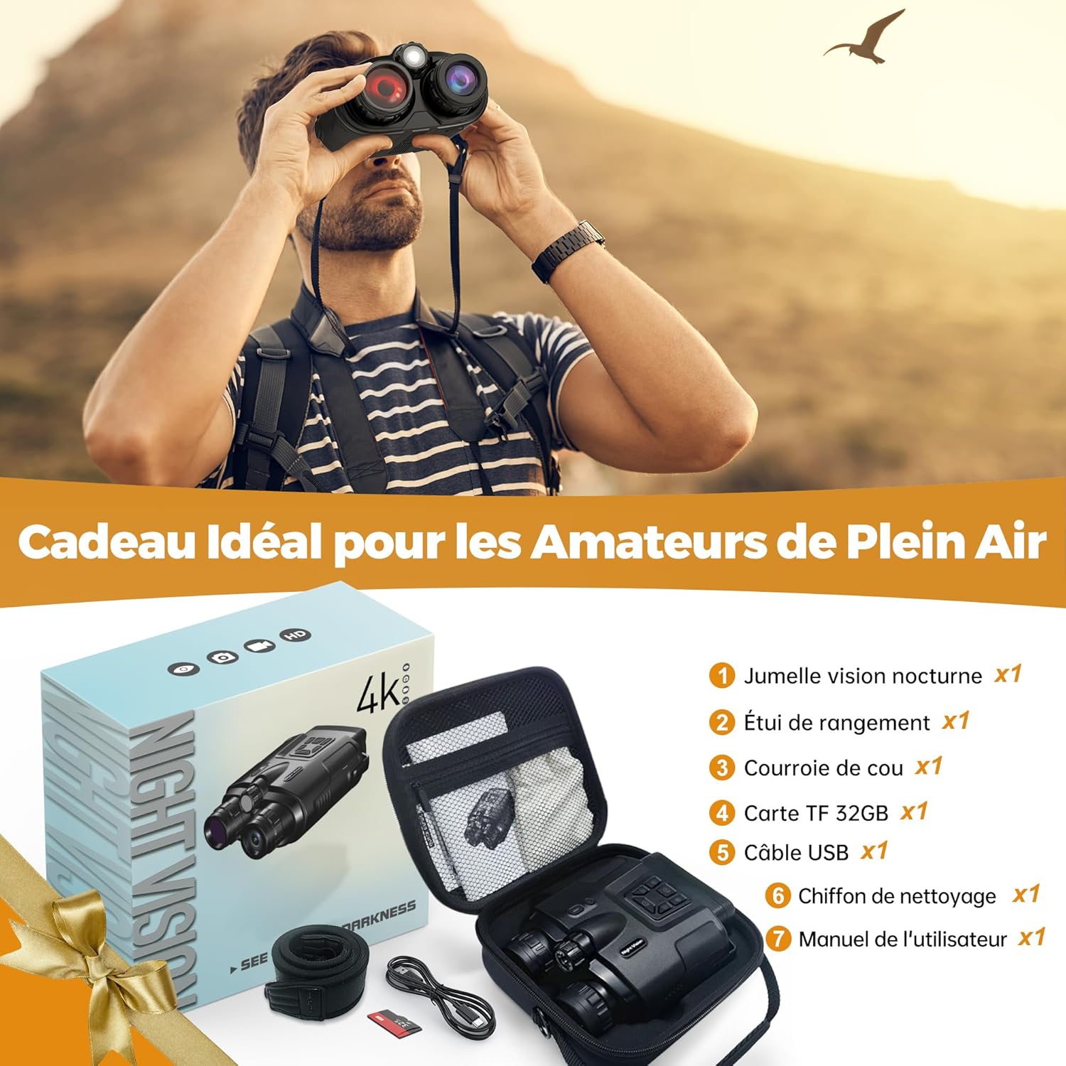 Jumelles vision nocturne 4K zoom 8x – Camera Faune - Caméra Faune