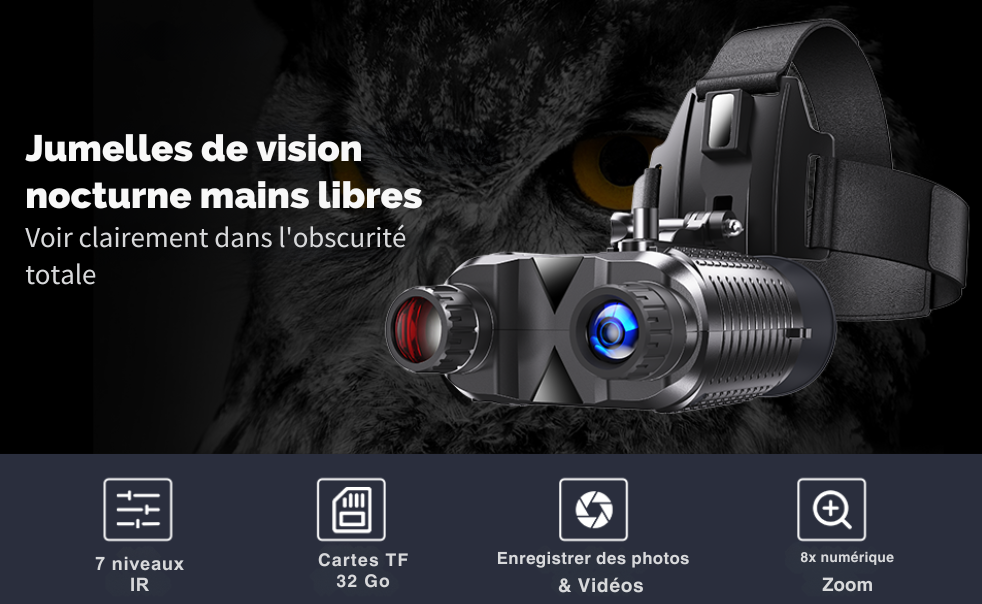 Casque vision nocturne 4K 8x – Camera Faune - Caméra Faune