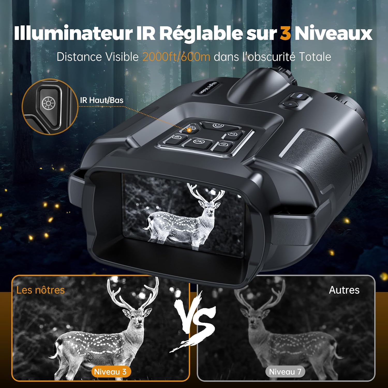Jumelles de vision nocturne 4K – Caméra Faune NightBin Zoom 8X - Caméra Faune