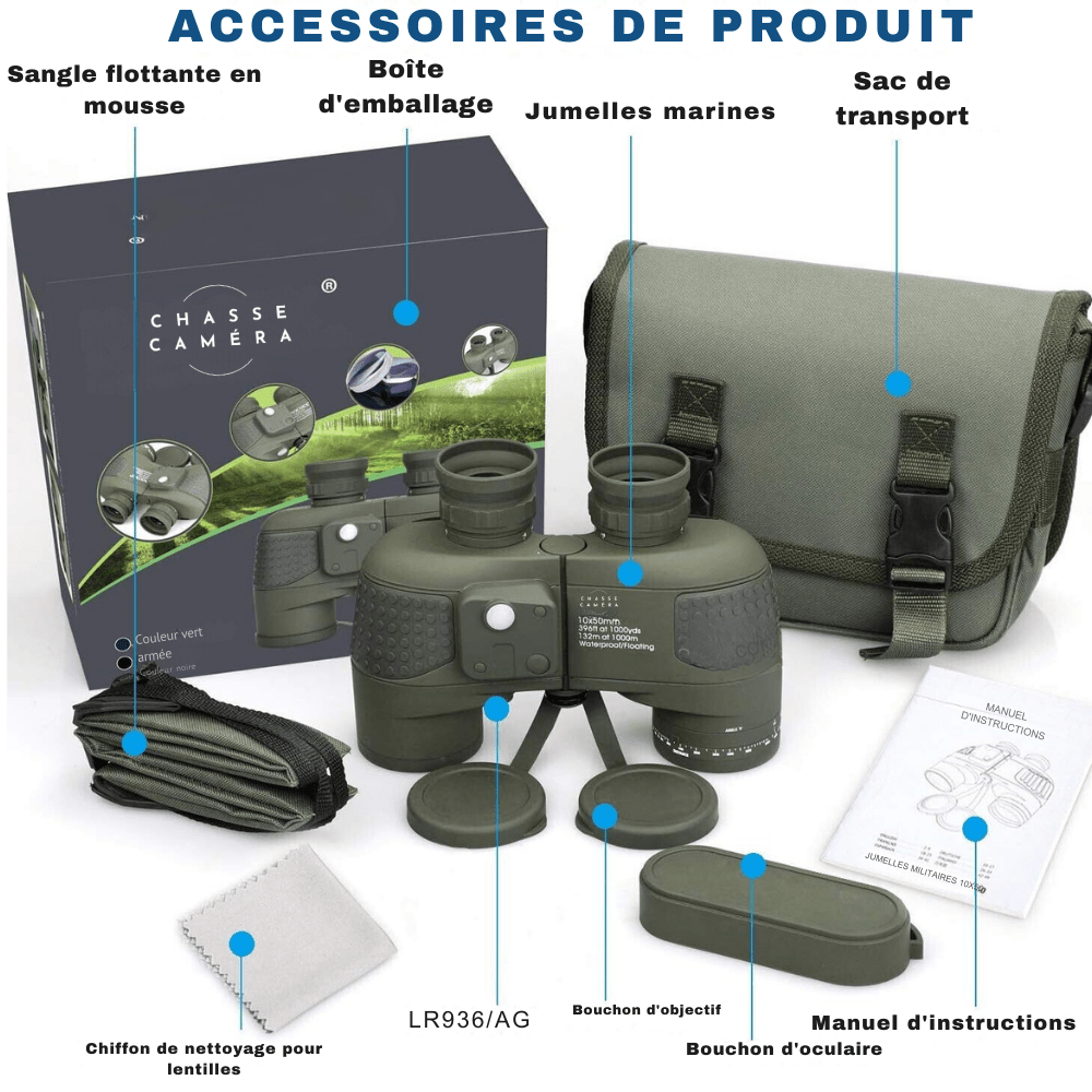 Jumelles d’observation 10x50 avec boussole – TerraCam Explore - Caméra Faune